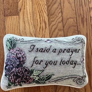 Vintage I Said A Prayer For You Today Pillow Throw Floral Tapestry Country Cotta